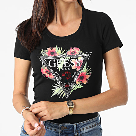 Guess - Tee Shirt Femme A Strass W1GI0N-J1311 Noir Floral