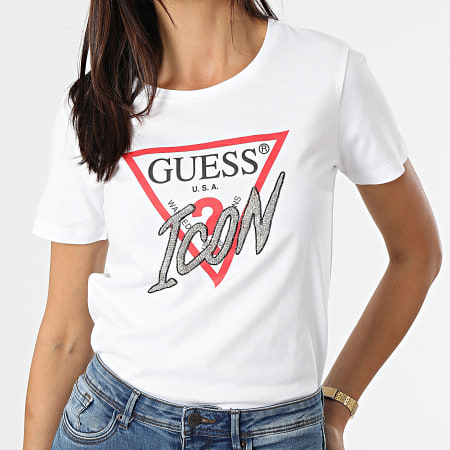 Guess - Tee Shirt Femme A Strass W1YI0Y-I3Z00 Blanc