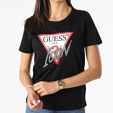 Guess - Tee Shirt Femme A Strass W1YI0Y-I3Z00 Noir