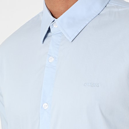 Guess - Camisa de manga larga M1YH20-W7ZK1 Azul claro