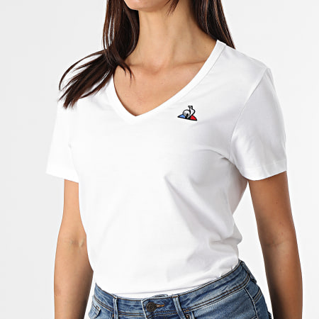 Le Coq Sportif - Tee Shirt Femme Col V Essential 2110384 Blanc