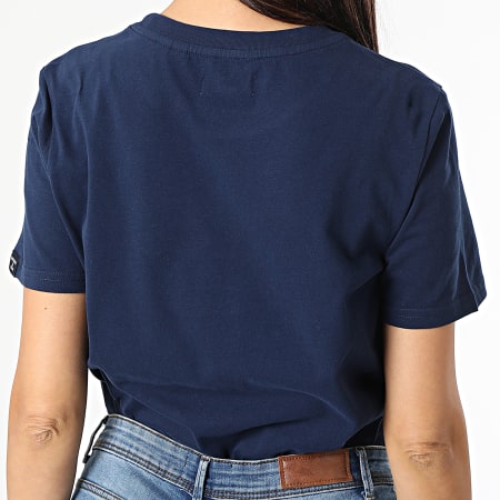 Superdry - Tee Shirt Manches Longues Femme Vintage Label Infill Bleu Marine