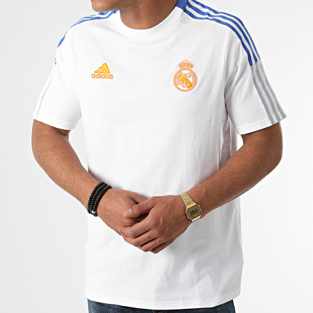 Adidas Performance - Tee Shirt A Bandes Real Madrid GU9711 Ecru