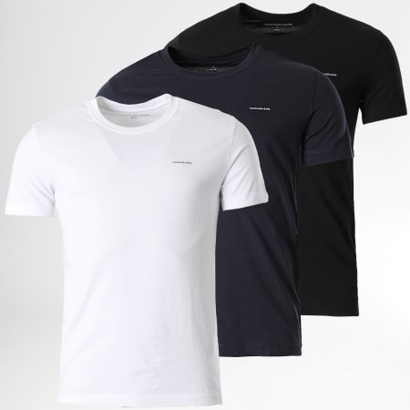 Calvin Klein - Lot De 3 Tee Shirts 7634 Blanc Noir Bleu Marine