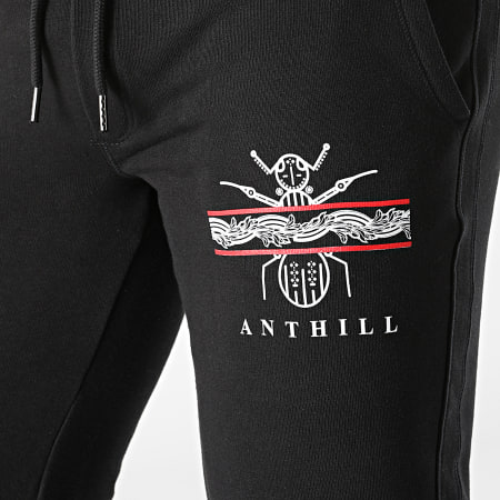 Anthill - Pantaloni da jogging Leaf Logo Nero Bianco