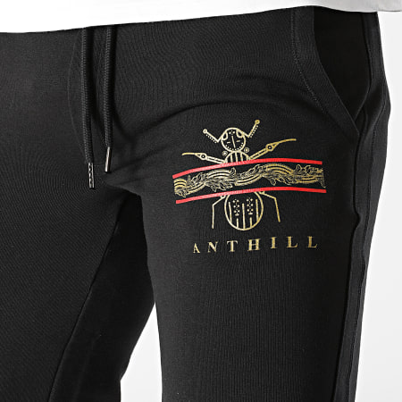 Anthill - Pantalon Jogging Leaf Logo Noir Or
