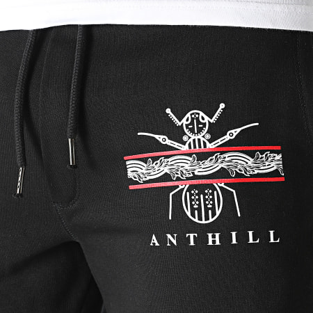 Anthill - Leaf Logo Jogging Shorts Negro Blanco