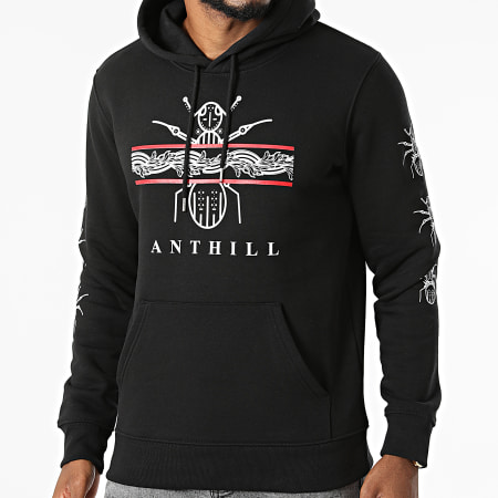 Anthill - Sweat Capuche Big Leaf Logo Noir Blanc