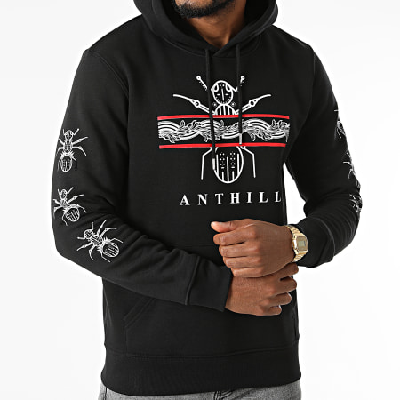 Anthill - Sudadera con capucha Big Leaf Logo Negro Blanco