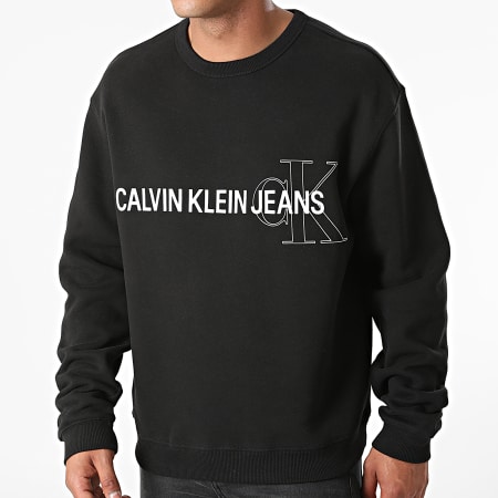 Calvin Klein - Felpa a girocollo con logo istituzionale stagionale 8181 Nero