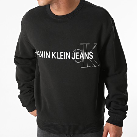 Calvin Klein - Felpa a girocollo con logo istituzionale stagionale 8181 Nero