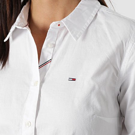Tommy Jeans - Chemise Slim Femme A Manches Courtes Oxford 9978 Blanc