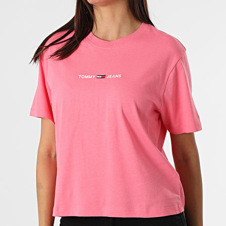 Tommy Jeans - Tee Shirt Crop Femme BXY Linear 0057 Rose