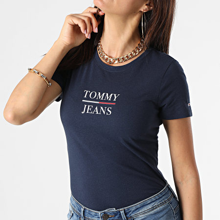 Tommy Jeans - Tee Shirt Skinny Femme Essential Tommy 0411 Bleu Marine