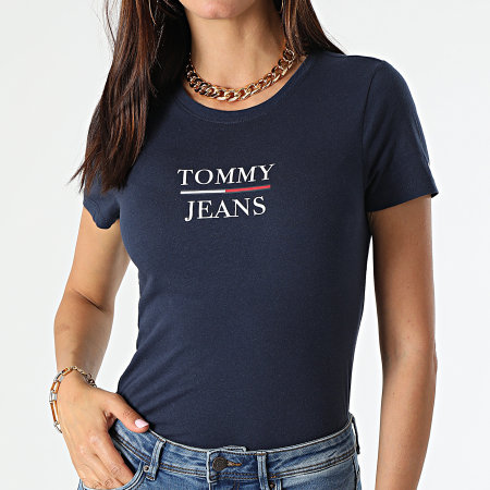 Tommy Jeans - Tee Shirt Skinny Femme Essential Tommy 0411 Bleu Marine