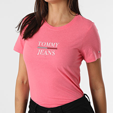 Tommy Jeans - Tee Shirt Skinny Femme Essential Tommy 0411 Rose