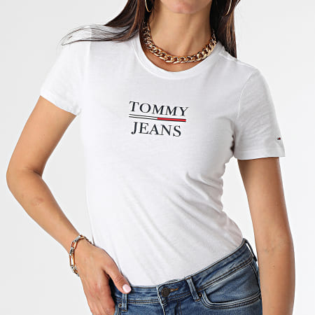 Tommy Jeans - Tee Shirt Skinny Femme Essential Tommy 0411 Blanc
