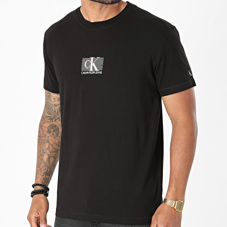 Calvin Klein - Tee Shirt Small CK Box Stripe 8201 Noir