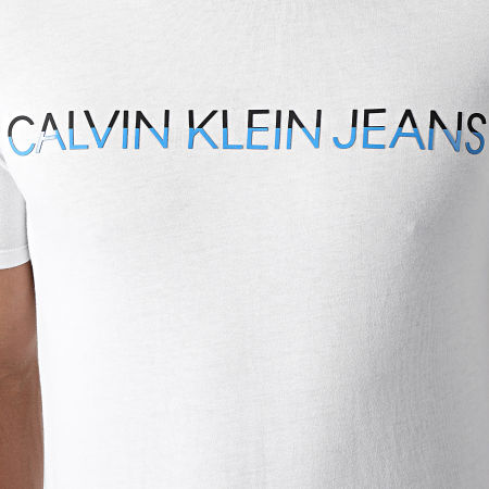 Calvin Klein - Tee Shirt Mixed Institutional Techniq 8203 Blanc