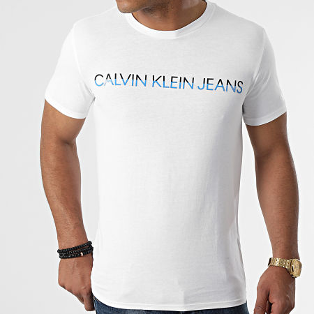 Calvin Klein - Tee Shirt Mixed Institutional Techniq 8203 Blanc