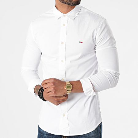 Tommy Jeans - Chemise Manches Longues Skinny Solid 9699 Blanc