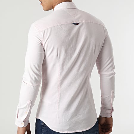 Tommy Jeans - Camisa Oxford elástica de manga larga 9420 Rosa claro