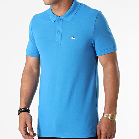 Tommy Jeans - Polo Manches Courtes Classic Solid Stretch 9439 Bleu Azur