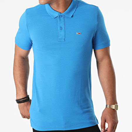 Tommy Jeans - Polo Manches Courtes Classic Solid Stretch 9439 Bleu Azur