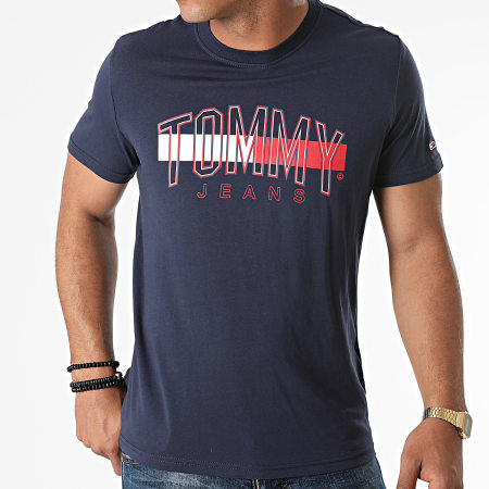 Tommy Jeans - Tee Shirt Flag Tommy 9717 Bleu Marine