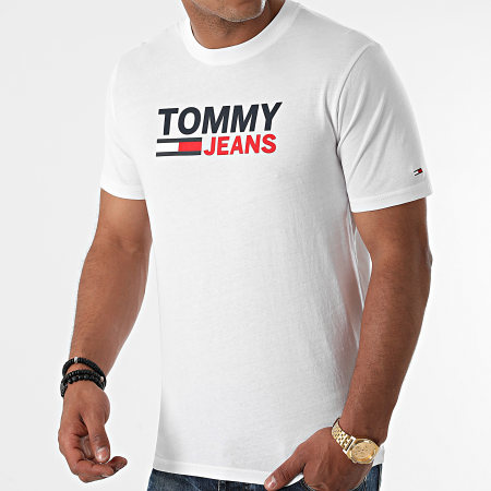 Tommy Jeans - Tee Shirt Corp Logo 0103 Blanc