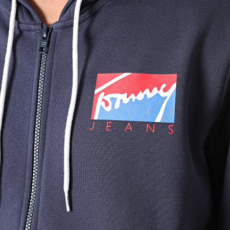 Tommy Jeans - Felpa Essential con cappuccio e zip 0908 blu navy