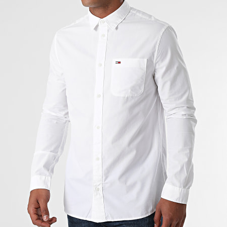 Tommy Jeans - Chemise Manches Longues Peached Poplin 0982 Blanc