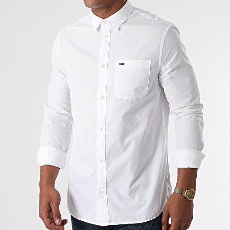 Tommy Jeans - Chemise Manches Longues Peached Poplin 0982 Blanc
