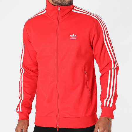 Adidas Originals - Beckenbauer H09111 Chaqueta con cremallera a rayas rojas