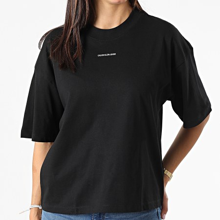 Calvin Klein Tee Shirt Femme Micro Branding 5698 Noir LaBoutiqueOfficielle