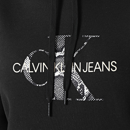 Calvin Klein - Sweat Capuche Femme Reptile Monogram 6236 Noir