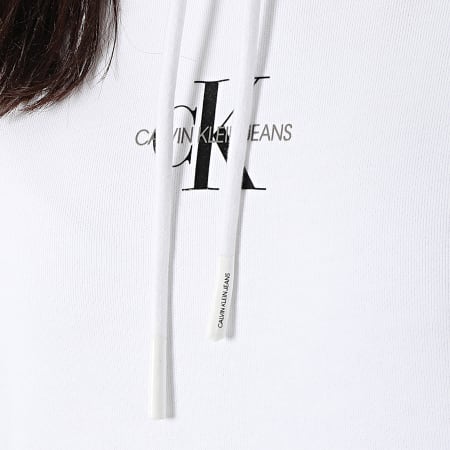 Calvin Klein - Sweat Capuche Femme Cropped Monogram 6232 Blanc