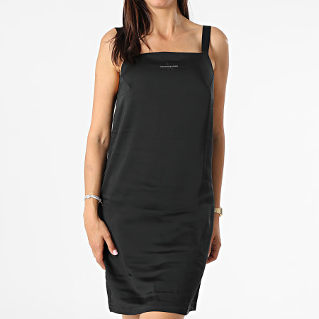 Calvin Klein - Vestido de mujer de tirantes anchos de satén 6272 Negro