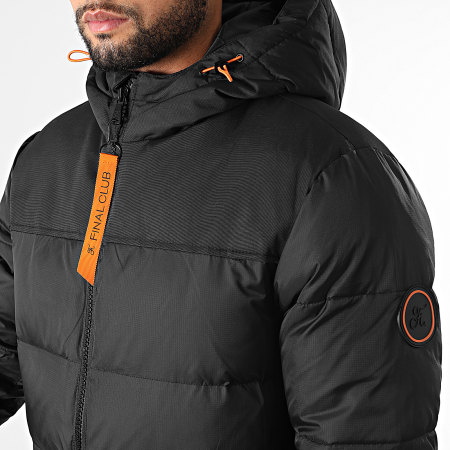 Final Club - Premium Puffer Jacket Chaqueta con capucha Negro Naranja