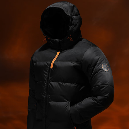 Final Club - Premium Puffer Jacket Chaqueta con capucha Negro Naranja