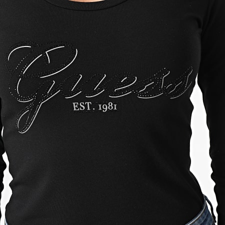 Guess - Tee Shirt Manches Longues Femme W1YI90 Noir