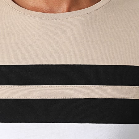 LBO - Tee Shirt Tricolore 1717 Beige Noir Blanc