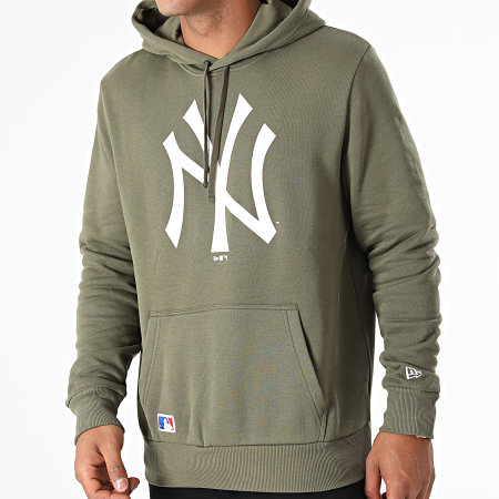 New Era - Felpa con cappuccio con logo New York Yankees 11863698 Verde Khaki