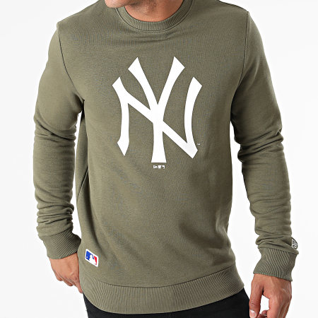 New Era - Felpa girocollo con logo della squadra New York Yankees 11863702 Verde Khaki