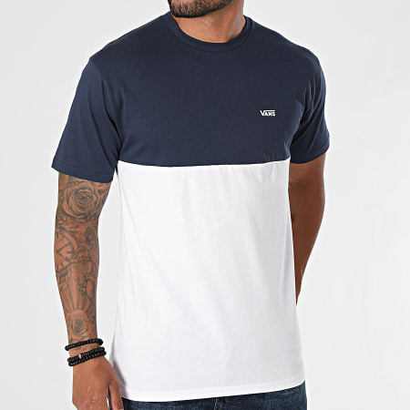Vans - Tee Shirt Colorblock A3CZD Blanc Bleu Marine