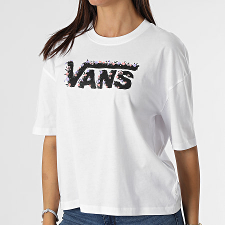 Vans - Tee Shirt Crop Femme Rose Garden Blanc