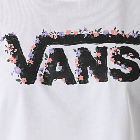 Vans - Tee Shirt Crop Femme Rose Garden Blanc