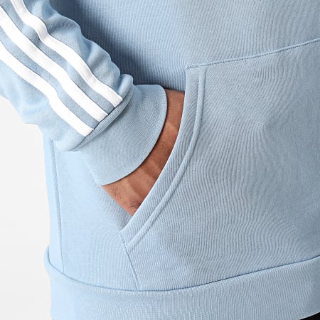 Adidas Originals - Sweat Capuche A Bandes 3 Stripes H06678 Bleu Clair