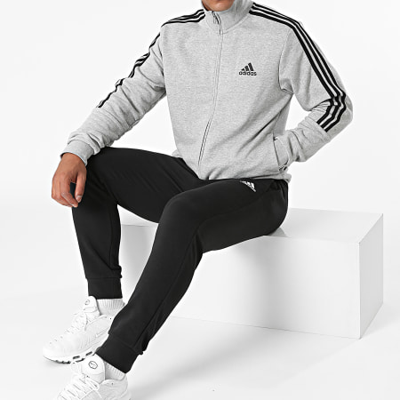 Adidas Sportswear - Tuta 3 Stripes GK9975 Grigio Screziato Nero