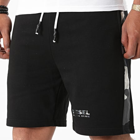 Diesel - BMOWT A03350-0QCAX Pantalones cortos de jogging con rayas de camuflaje Negro